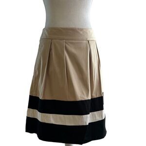 White House Black Market Horizontal Spriped Skirt, Size 4, Tan/White/Black